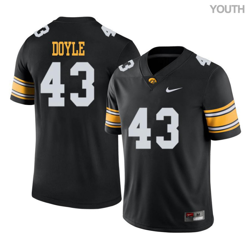 Youth Iowa Hawkeyes NCAA #43 Dillon Doyle Black Authentic Nike Alumni Stitched College Football Jersey DI34V13OG